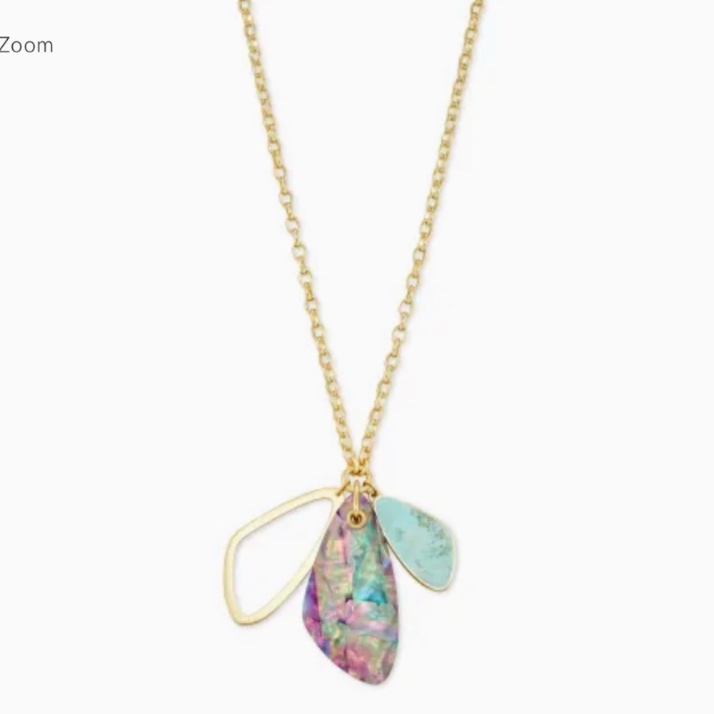 Kendra Scott McKenna Gold Necklace with Iridescent and Turquoise Accents